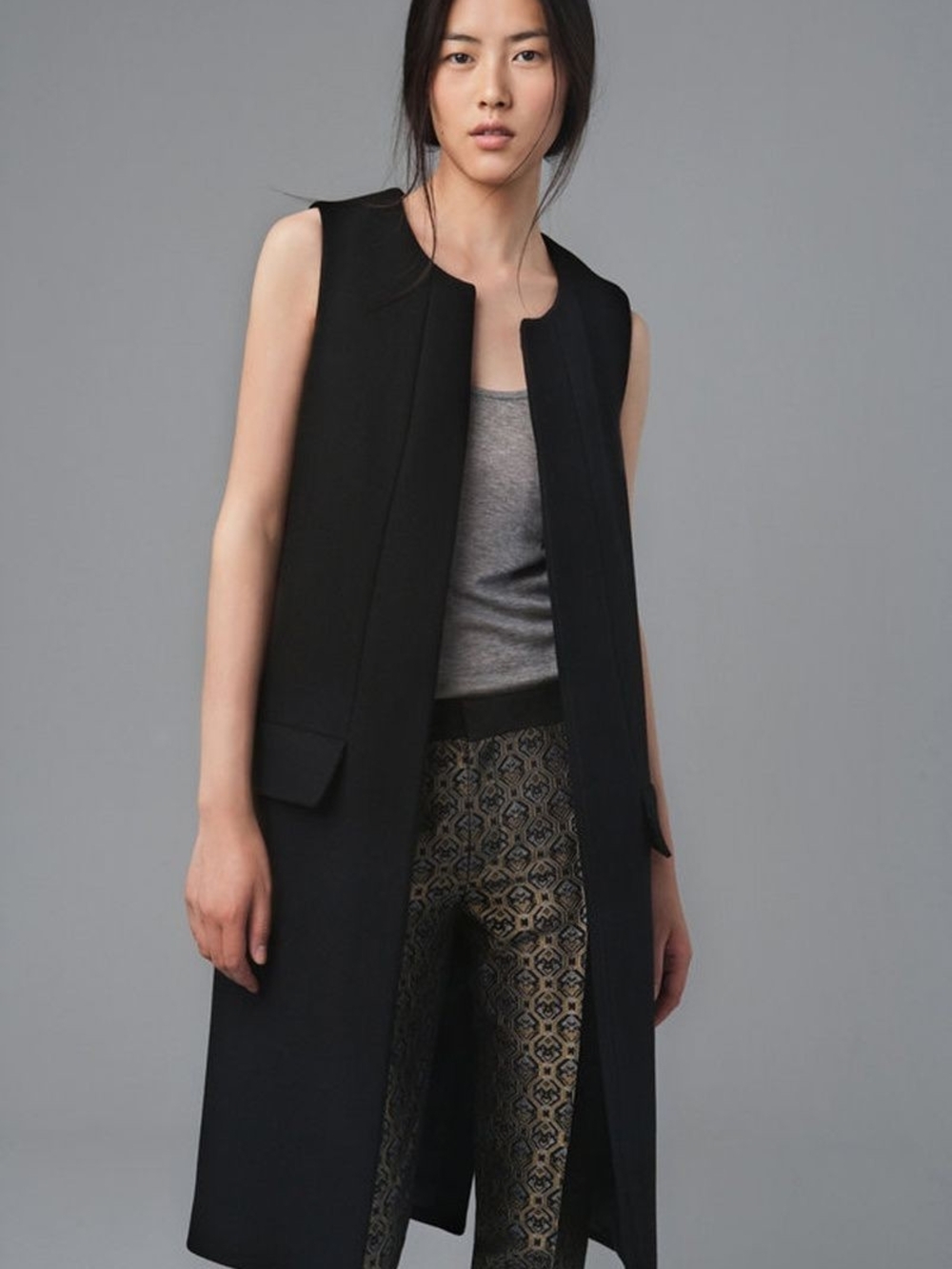 Zara Woman Black Long Sleeveless Vest